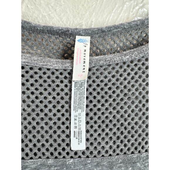 Free People Movement Hourglass Gray Mesh Panel Short Sleeve T-shirt Top Small - Picture 3 of 4